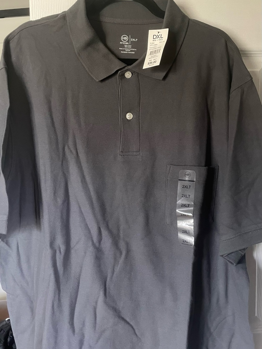 NWT- Men's Black Polo Shirt with Pocket - 2XLT